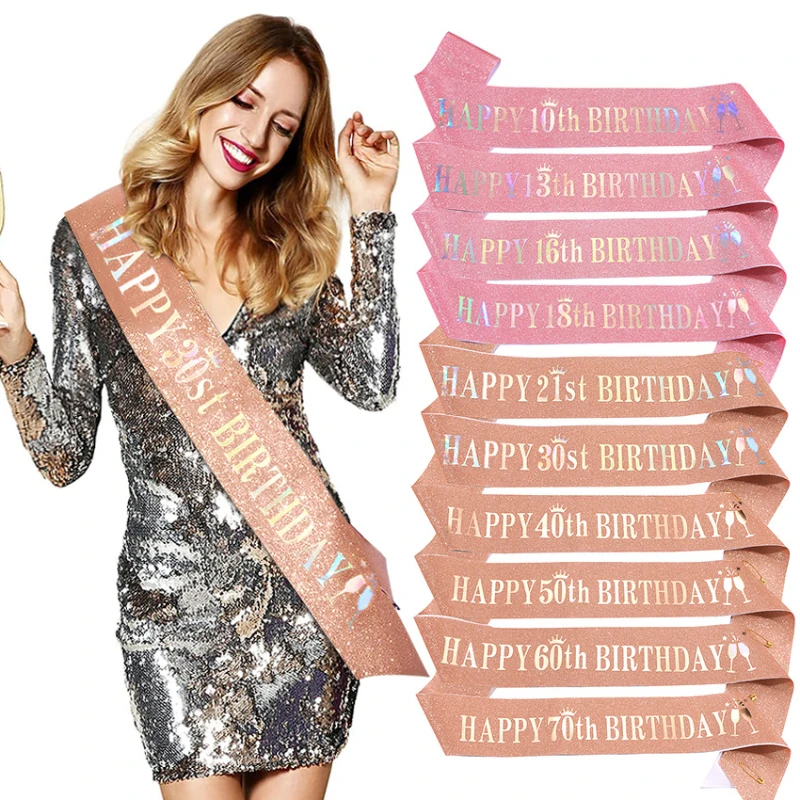 Birthday Sash Glitter - 여아용 생일 반짝이 새시, 생일 파티