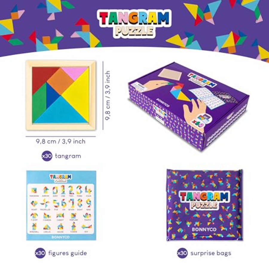 탱그램 퍼즐 나무 팩 30개 파티 선물. 3~5세, 4 - Party Favor Bag 리뷰 및 가격