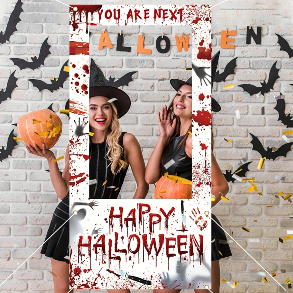 런토 해피 할로윈 사진 배경, 호러 피 묻은 손자국 포 - Photo Booth Frame 리뷰 및 가격