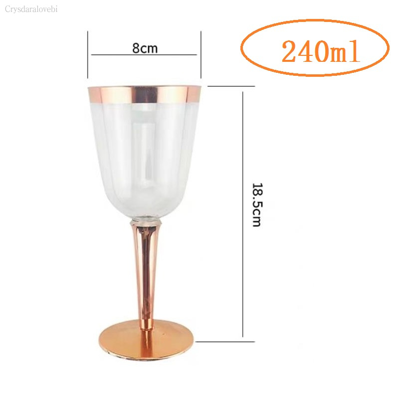 투명 하드 플라스틱 화려한 와인 컵, 로즈 골드 테두리 - Plastic Cup 50Pcs 리뷰 및 가격