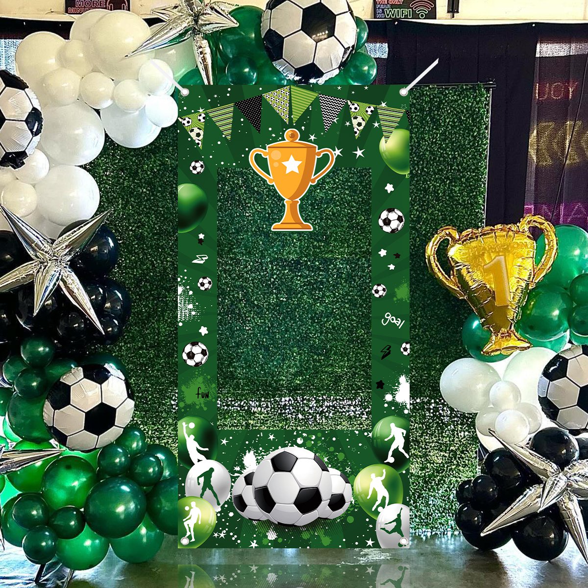 1pc 녹색 축구 장식 사진 부스 프레임 생일 스포츠  - Photo Booth Frame 리뷰 및 가격