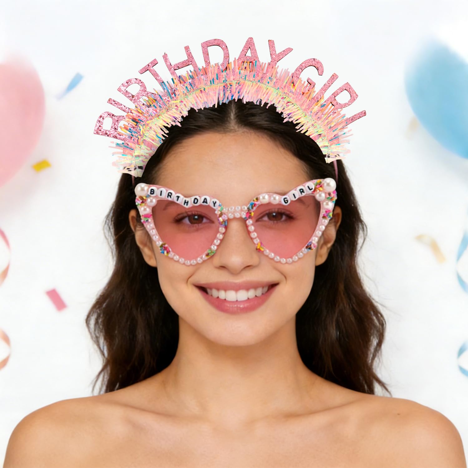 생일 소녀 헤어밴드, 띠, 선글라스 세트, 핑크 생일  - Birthday Sash Glitter 리뷰 및 가격