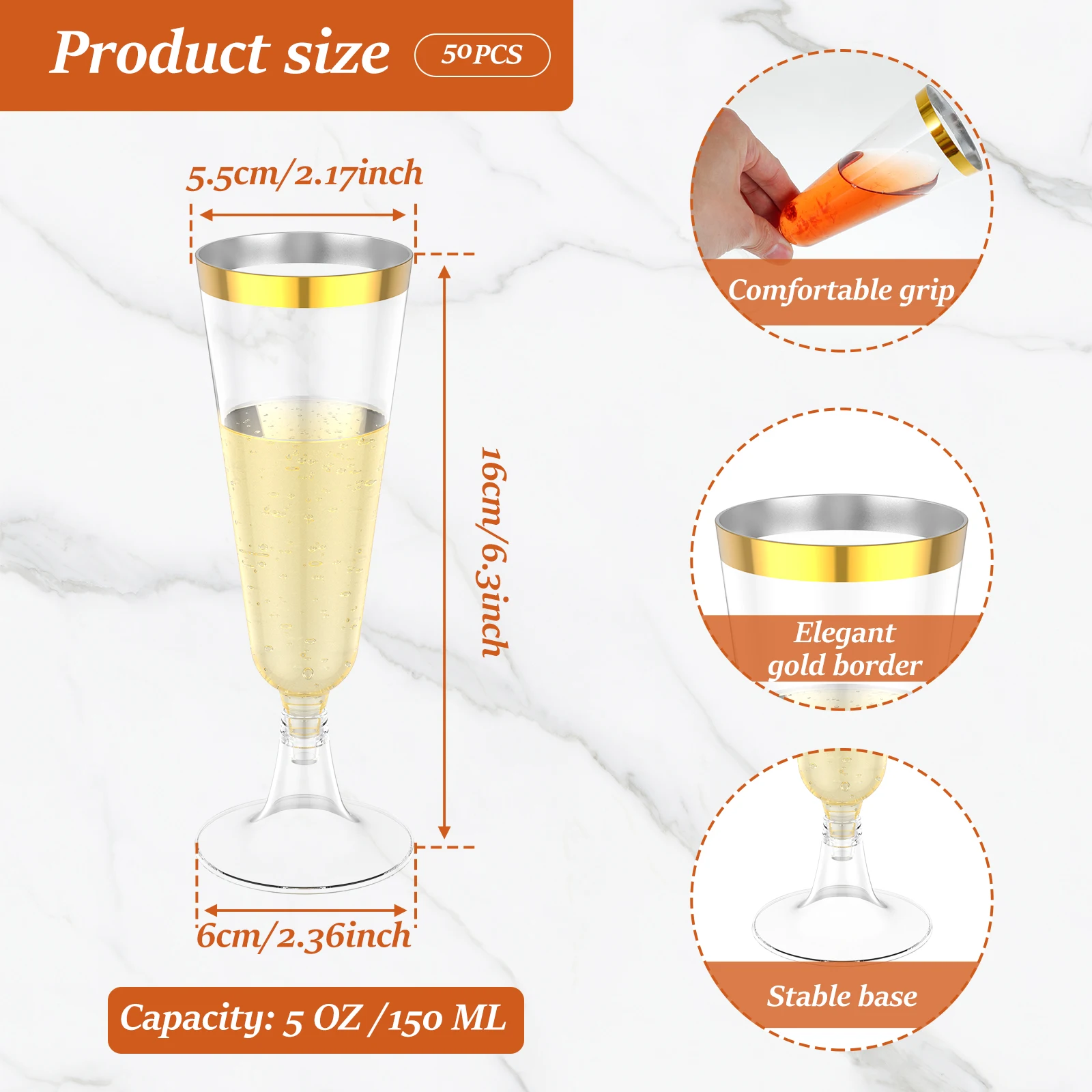 50Pcs 플라스틱 샴페인 플루트 골드 트림 샴페인 플 - Plastic Cup 50Pcs 리뷰 및 가격