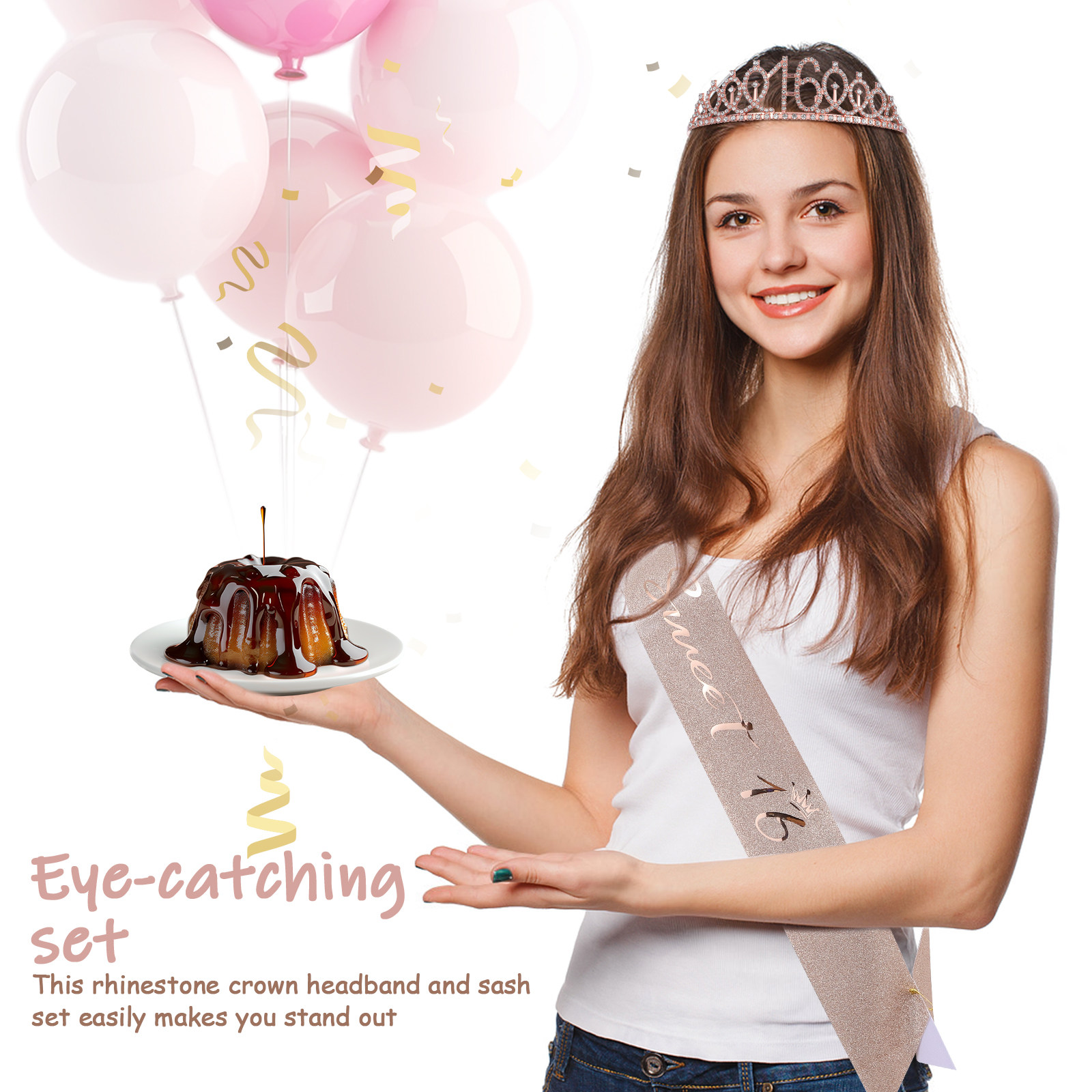 1세트 반짝이는 생일 티아라 머리띠와 여성용 세련된 띠 - Birthday Sash Glitter 리뷰 및 가격